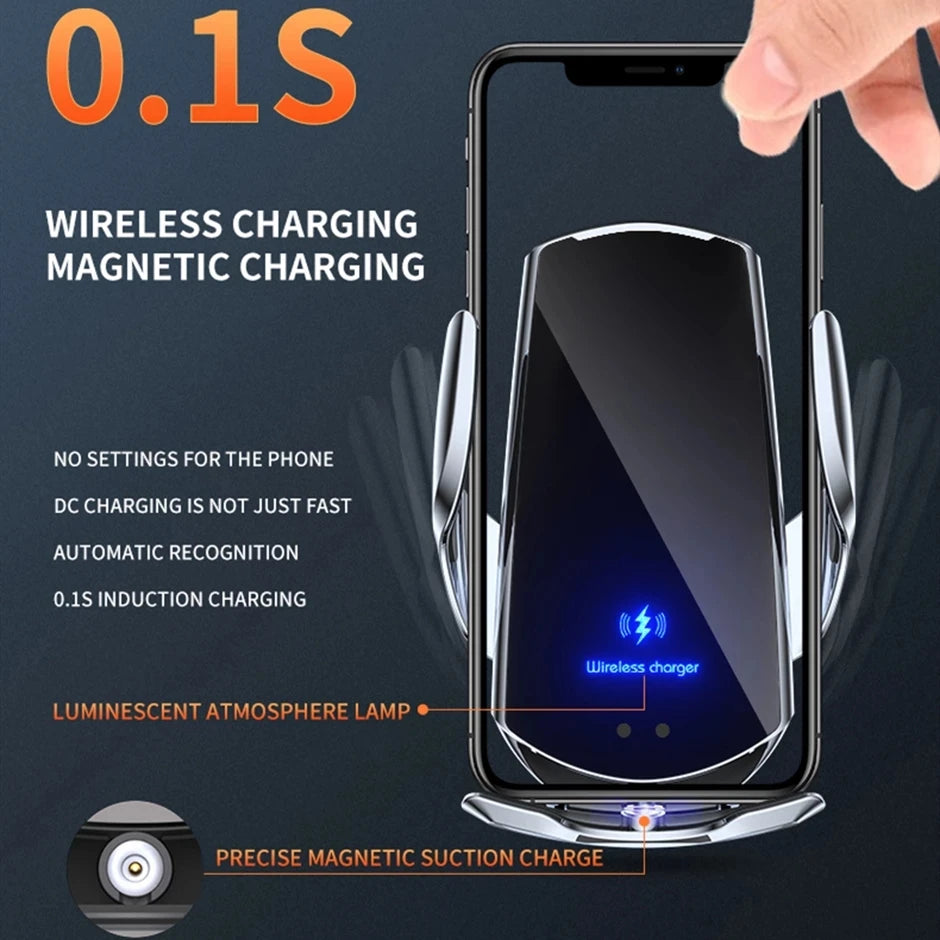 15W Car Wireless Charger Magnetic Automatic Car Mount Phone Holder